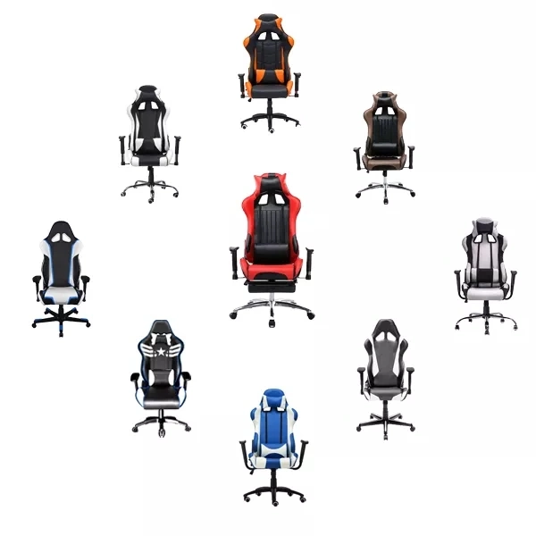 High Back Hot Selling Ergonomic Black Gaming Chair Racing Office Chair with Footrest