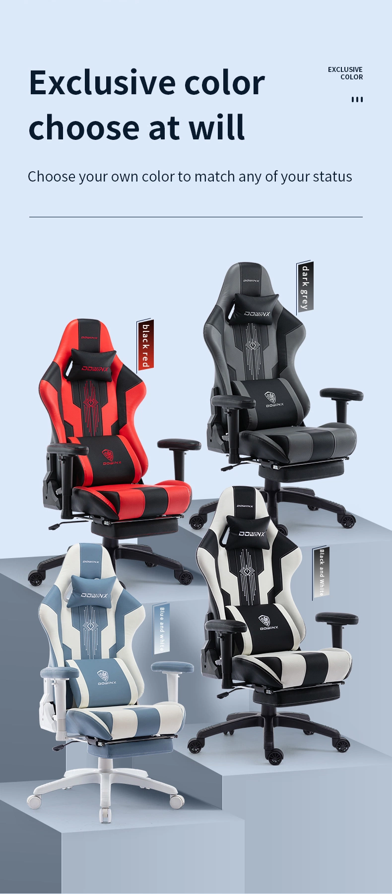High Quality Good Price PC Computer Large Seat Gamer Chair Linkage Armrest Noble Gaming Swivel Racing Chair with Cushion