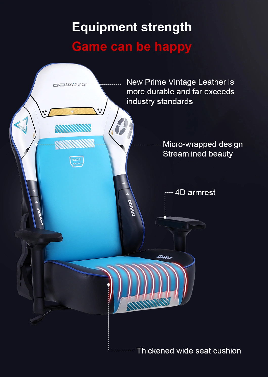 Fashionable PU Leather 90-180 Degree Backrest Adjustment Thickening Sponge Gaming Chair